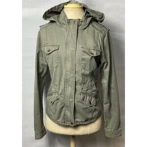 Prince & Fox Hooded Coat Jacket Women's Size L Green Long Sleeve